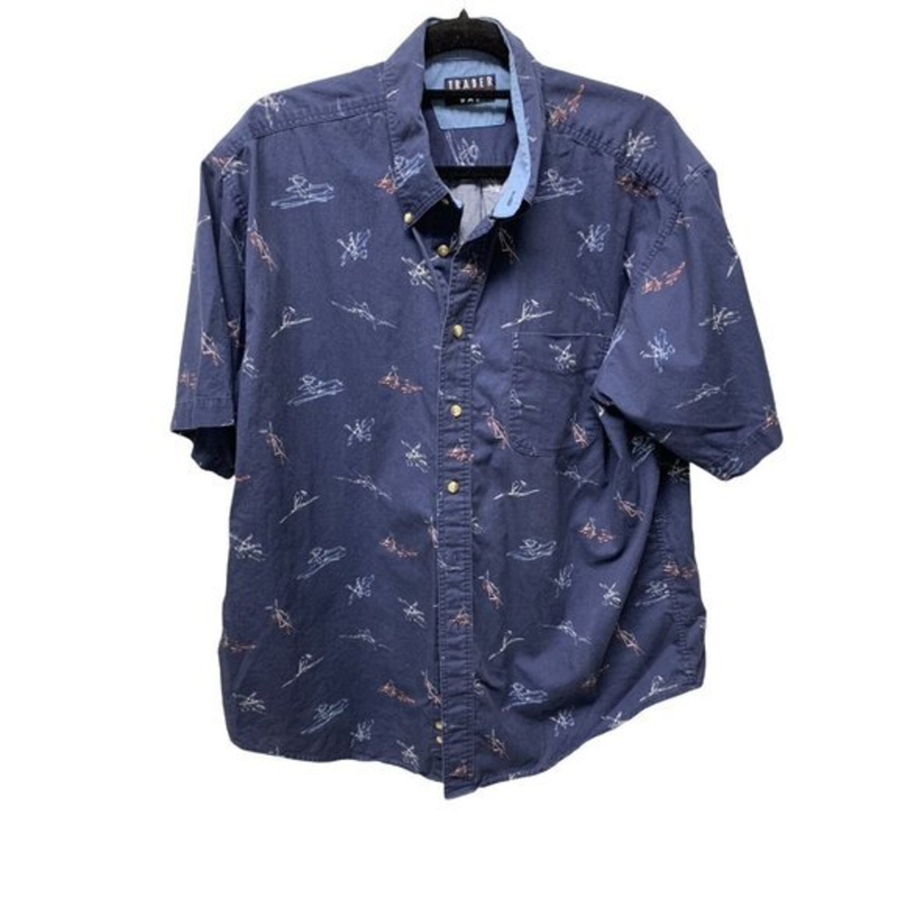 4/$20 Trader Bay Shirt Mens XL Fish Print Casual‎ Resort Vacation Beach Coastal
